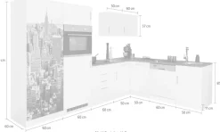 KOCHSTATION Küchenzeile »KS-Paris – Küchen mit einzigartigen Fotomotiven auf den Fronten« Stellbreite 290/220 cm, wahlweise mit E-Geräten und Induktion