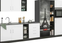 KOCHSTATION Küchenzeile »KS-Paris – Küchen mit einzigartigen Fotomotiven auf den Fronten« Breite 340 cm, wahlweise mit E-Geräten und Induktion