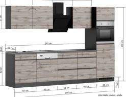 KOCHSTATION Küchenzeile »KS-Riesa« Stellbreite 300 cm, wahlweise mit Induktionskochfeld
