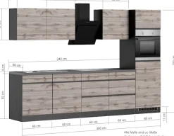 KOCHSTATION Küchenzeile »KS-Riesa« Stellbreite 300 cm, wahlweise mit Induktionskochfeld