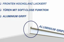 KOCHSTATION Küchenzeile »KS-Sole« Breite 256 cm, Hängeschränke mit Milchglas, ohne E-Geräte
