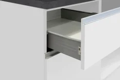 KOCHSTATION Küchenzeile »KS-Sole« Breite 256 cm, Hängeschränke mit Milchglas, ohne E-Geräte
