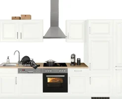 KOCHSTATION Küchenzeile »KS-Stockholm – Küche mit hochwertiger und detailreicher Landhausfront« Breite 310 cm, wahlweise mit E-Geräten,mit MDF-Fronten