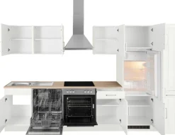 KOCHSTATION Küchenzeile »KS-Stockholm – Küche mit hochwertiger und detailreicher Landhausfront« Breite 310 cm, wahlweise mit E-Geräten,mit MDF-Fronten