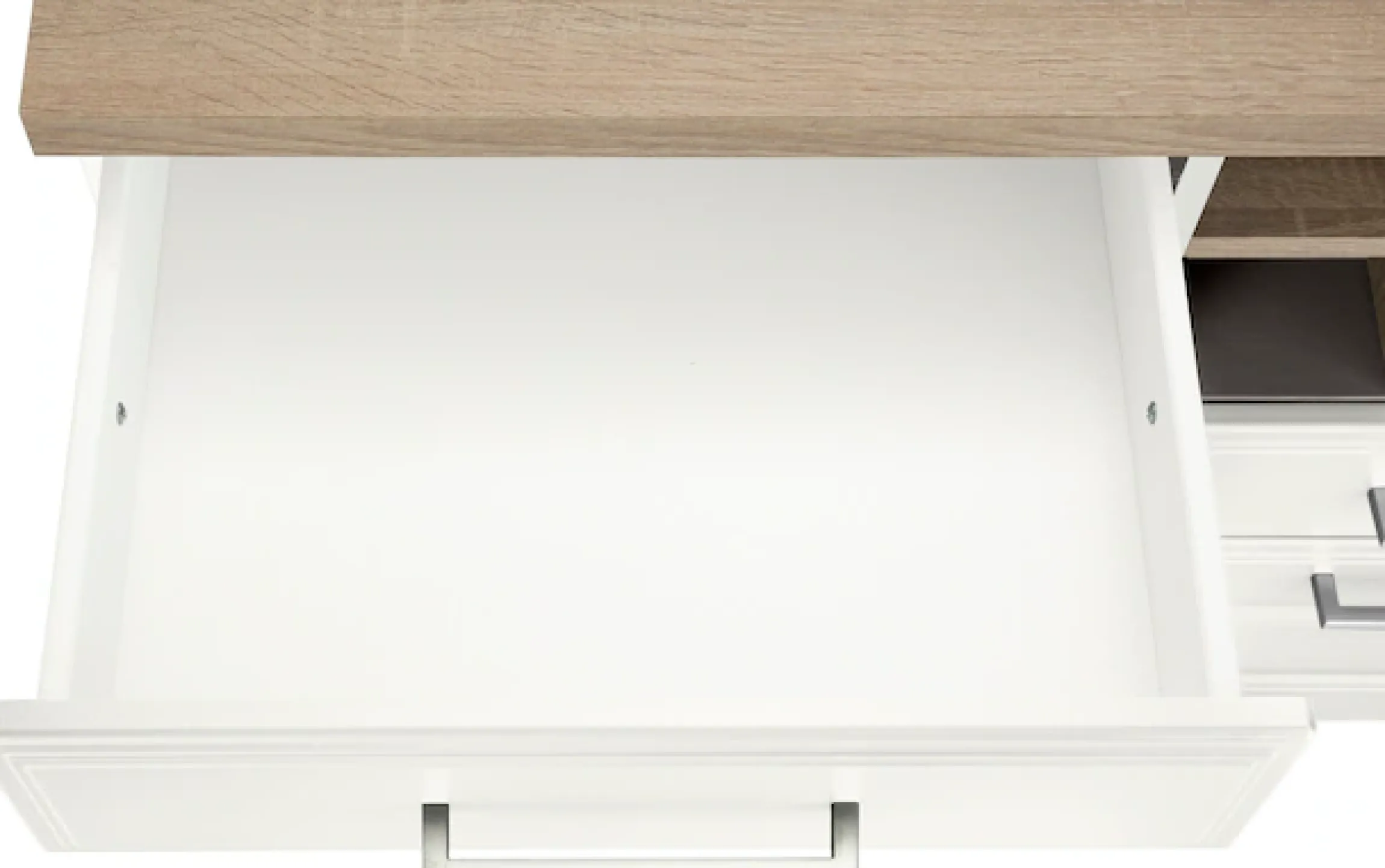 KOCHSTATION Küchenzeile »KS-Stockholm – Küche mit hochwertiger und detailreicher Landhausfront« Breite 310 cm, wahlweise mit E-Geräten,mit MDF-Fronten