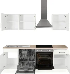 KOCHSTATION Küchenzeile »KS-Stockholm – Küche mit hochwertiger und detailreicher Landhausfront« Breite 220 cm, wahlweise mit E-Geräten,mit MDF-Fronten