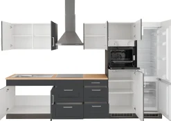 KOCHSTATION Küchenzeile »KS-Stockholm – Küche mit hochwertiger und detailreicher Landhausfront« Breite 330 cm, wahlweise mit E-Geräten,mit MDF-Fronten