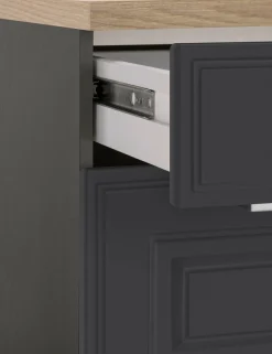 KOCHSTATION Küchenzeile »KS-Stockholm – Küche mit hochwertiger und detailreicher Landhausfront« Breite 330 cm, wahlweise mit E-Geräten,mit MDF-Fronten