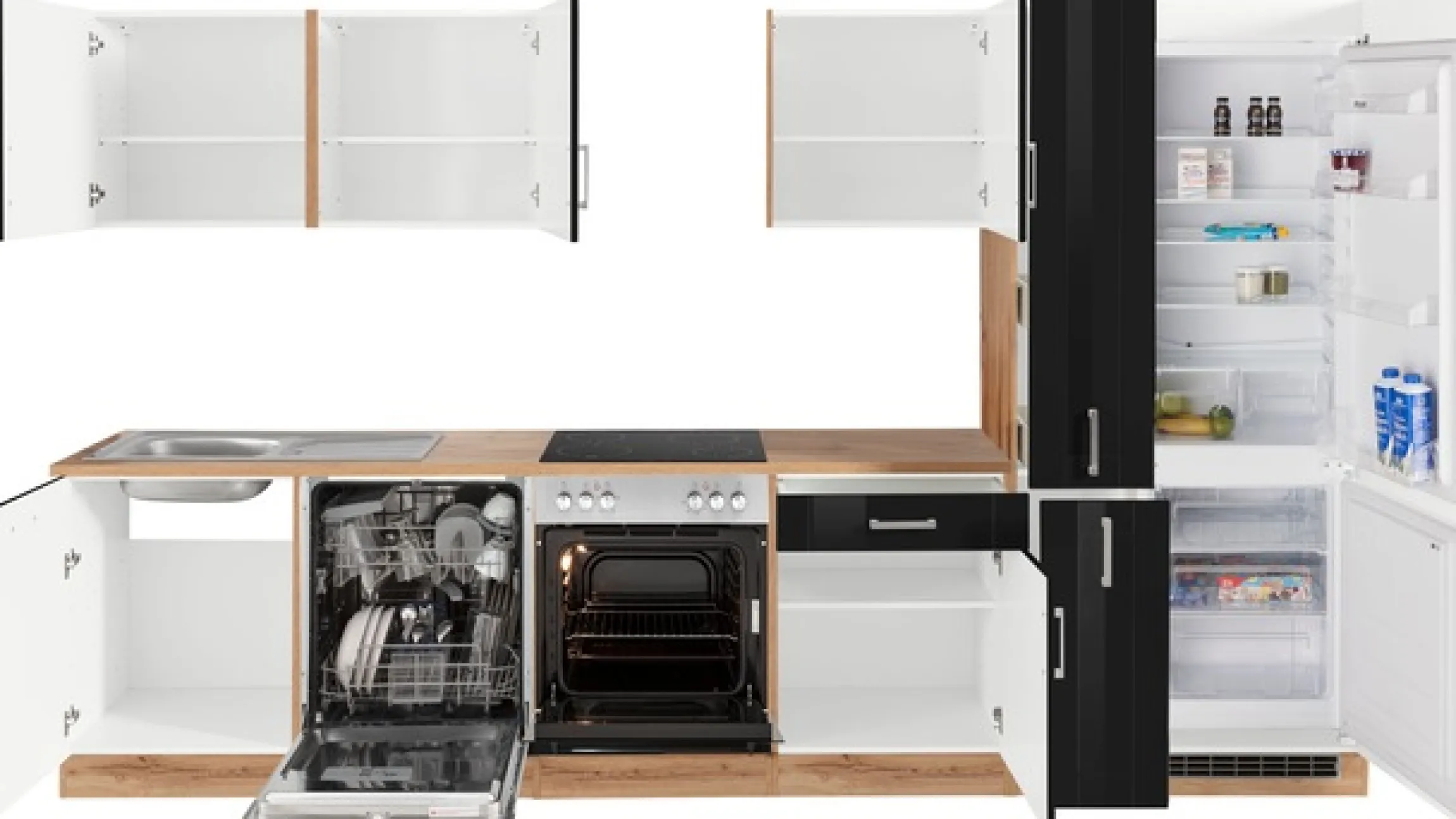 KOCHSTATION Küchenzeile »KS-Tinnum« ohne E-Geräte, Breite 330 cm