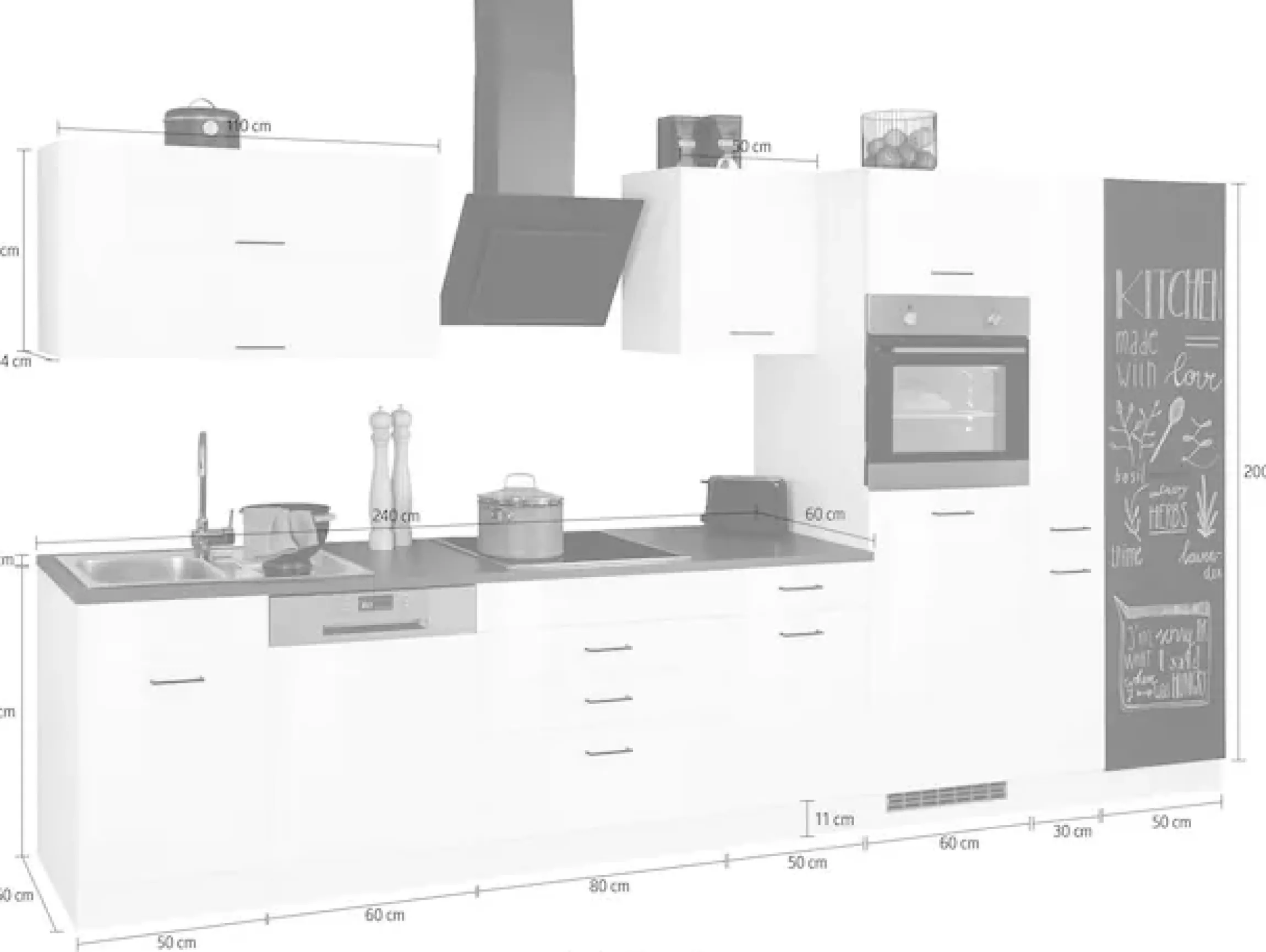 KOCHSTATION Küchenzeile »KS-Trier« ohne E-Geräte, Breite 380 cm