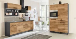 KOCHSTATION Küchenzeile »KS-Tulsa« ohne E-Geräte, Breite 350 cm, schwarze Metallgriffe, MDF Fronten