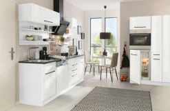 KOCHSTATION Küchenzeile »KS-Tulsa« mit E-Geräten, Breite 320 cm, schwarze Metallgriffe, MDF Fronten