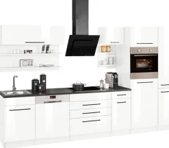 KOCHSTATION Küchenzeile »KS-Tulsa« mit E-Geräten, Breite 320 cm, schwarze Metallgriffe, MDF Fronten