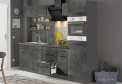 KOCHSTATION Küchenzeile »KS-Tulsa« mit E-Geräten, Breite 330 cm, schwarze Metallgriffe, MDF Fronten