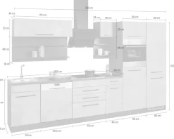 KOCHSTATION Küchenzeile »KS-Tulsa« mit E-Geräten, Breite 330 cm, schwarze Metallgriffe, MDF Fronten
