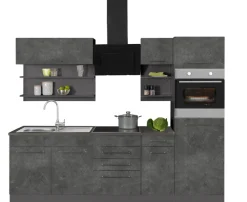 KOCHSTATION Küchenzeile »KS-Tulsa« mit E-Geräten, Breite 330 cm, schwarze Metallgriffe, MDF Fronten
