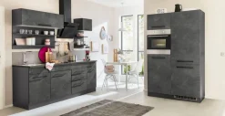 KOCHSTATION Küchenzeile »KS-Tulsa« mit E-Geräten, Breite 330 cm, schwarze Metallgriffe, MDF Fronten