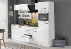KOCHSTATION Küchenzeile »KS-Tulsa« ohne E-Geräte, Breite 270 cm, schwarze Metallgriffe, MDF Fronten