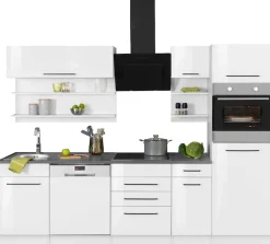 KOCHSTATION Küchenzeile »KS-Tulsa« ohne E-Geräte, Breite 270 cm, schwarze Metallgriffe, MDF Fronten