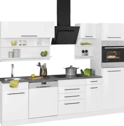 KOCHSTATION Küchenzeile »KS-Tulsa« ohne E-Geräte, Breite 270 cm, schwarze Metallgriffe, MDF Fronten