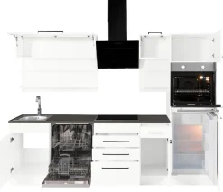 KOCHSTATION Küchenzeile »KS-Tulsa« ohne E-Geräte, Breite 270 cm, schwarze Metallgriffe, MDF Fronten
