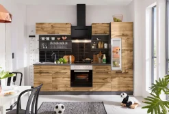 KOCHSTATION Küchenzeile »KS-Tulsa« ohne E-Geräte, Breite 270 cm, schwarze Metallgriffe, MDF Fronten