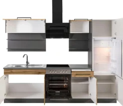 KOCHSTATION Küchenzeile »KS-Tulsa« ohne E-Geräte, Breite 270 cm, schwarze Metallgriffe, MDF Fronten