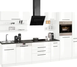 KOCHSTATION Küchenzeile »KS-Tulsa« ohne E-Geräte, Breite 320 cm, schwarze Metallgriffe, MDF Fronten