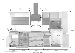 KOCHSTATION Küchenzeile »KS-Tulsa« ohne E-Geräte, Breite 320 cm, schwarze Metallgriffe, MDF Fronten