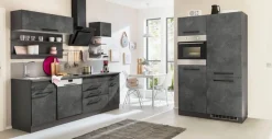 KOCHSTATION Küchenzeile »KS-Tulsa« mit E-Geräten, Breite 350 cm, schwarze Metallgriffe, MDF Fronten