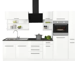 KOCHSTATION Küchenzeile »KS-Tulsa« mit E-Geräten, Breite 300 cm, schwarze Metallgriffe, MDF Fronten