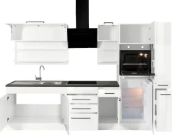 KOCHSTATION Küchenzeile »KS-Tulsa« mit E-Geräten, Breite 300 cm, schwarze Metallgriffe, MDF Fronten