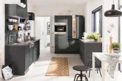 KOCHSTATION Küchenzeile »KS-Tulsa« ohne E-Geräte, Breite 380 cm, schwarze Metallgriffe, MDF Fronten