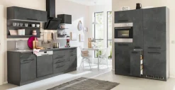 KOCHSTATION Küchenzeile »KS-Tulsa« ohne E-Geräte, Breite 380 cm, schwarze Metallgriffe, MDF Fronten