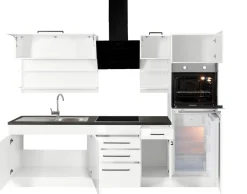 KOCHSTATION Küchenzeile »KS-Tulsa« mit E-Geräten, Breite 270 cm, schwarze Metallgriffe, MDF Fronten