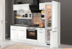 KOCHSTATION Küchenzeile »KS-Tulsa« ohne E-Geräte, Breite 270 cm, schwarze Metallgriffe, MDF Fronten