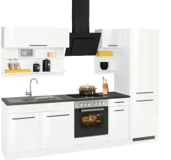 KOCHSTATION Küchenzeile »KS-Tulsa« ohne E-Geräte, Breite 270 cm, schwarze Metallgriffe, MDF Fronten