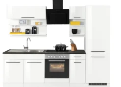 KOCHSTATION Küchenzeile »KS-Tulsa« ohne E-Geräte, Breite 270 cm, schwarze Metallgriffe, MDF Fronten