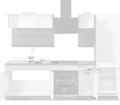 KOCHSTATION Küchenzeile »KS-Tulsa« ohne E-Geräte, Breite 270 cm, schwarze Metallgriffe, MDF Fronten