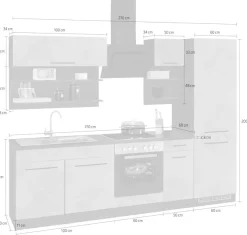 KOCHSTATION Küchenzeile »KS-Tulsa« ohne E-Geräte, Breite 270 cm, schwarze Metallgriffe, MDF Fronten