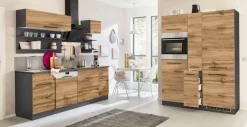 KOCHSTATION Küchenzeile »KS-Tulsa« mit E-Geräten, Breite 360 cm, schwarze Metallgriffe, MDF Fronten
