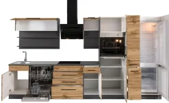 KOCHSTATION Küchenzeile »KS-Tulsa« mit E-Geräten, Breite 360 cm, schwarze Metallgriffe, MDF Fronten