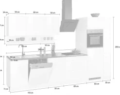 KOCHSTATION Küchenzeile »KS-Virginia,neu in verbesserter Ausführung« Arbeitsplatte 38 mm stark, Stauraum, Softclose,Breite 330 cm, Soft-Close, ohne E-Geräte