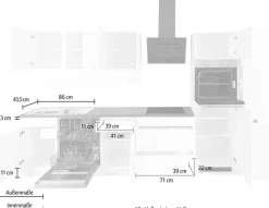 KOCHSTATION Küchenzeile »KS-Virginia,neu in verbesserter Ausführung« Arbeitsplatte 38 mm stark, Stauraum, Softclose,Breite 330 cm, Soft-Close, ohne E-Geräte