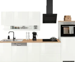 KOCHSTATION Küchenzeile »KS-Virginia,neu in verbesserter Ausführung« Arbeitsplatte 38 mm stark, Stauraum, Softclose,Breite 300 cm, Soft-Close, ohne E-Geräte