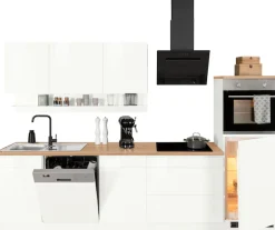 KOCHSTATION Küchenzeile »KS-Virginia,neu in verbesserter Ausführung« Arbeitsplatte 38 mm stark, Stauraum, Softclose,Breite 300 cm, Soft-Close, ohne E-Geräte