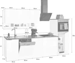 KOCHSTATION Küchenzeile »KS-Virginia,neu in verbesserter Ausführung« Arbeitsplatte 38 mm stark, Stauraum, Softclose,Breite 300 cm, Soft-Close, ohne E-Geräte