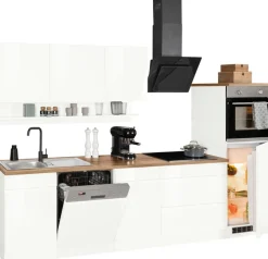 KOCHSTATION Küchenzeile »KS-Virginia,neu in verbesserter Ausführung« Arbeitsplatte 38 mm stark, Stauraum, Softclose,Breite 300 cm, Soft-Close, ohne E-Geräte
