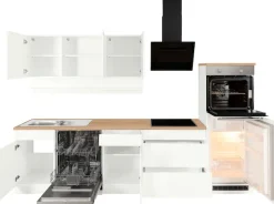 KOCHSTATION Küchenzeile »KS-Virginia,neu in verbesserter Ausführung« Arbeitsplatte 38 mm stark, Stauraum, Softclose,Breite 300 cm, Soft-Close, ohne E-Geräte