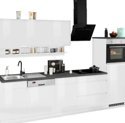 KOCHSTATION Küchenzeile »KS-Virginia,neu in verbesserter Ausführung« Arbeitsplatte 38 mm stark, Stauraum, Softclose,Breite 300 cm, Soft-Close, wahlweise mit E-Geräten